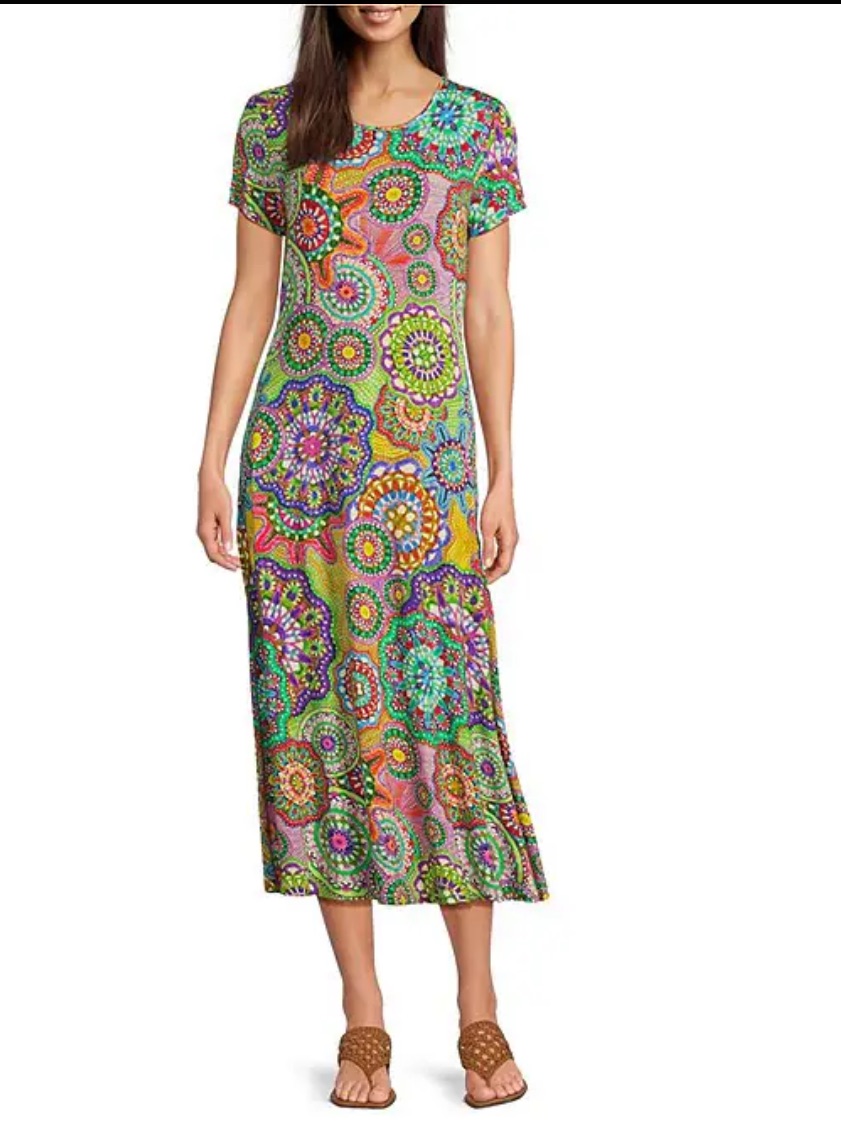 Johnny Was The Janie Favorite Bamboo Knit Napperon Print Crew Neck Short Sleeve